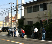 The scene of outside cleaning activity